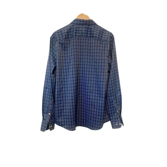 Untuckit Vesparo Slim Fit Navy Blue Check Men’s Button Down Shirt Extra Large XL - Picture 4 of 6